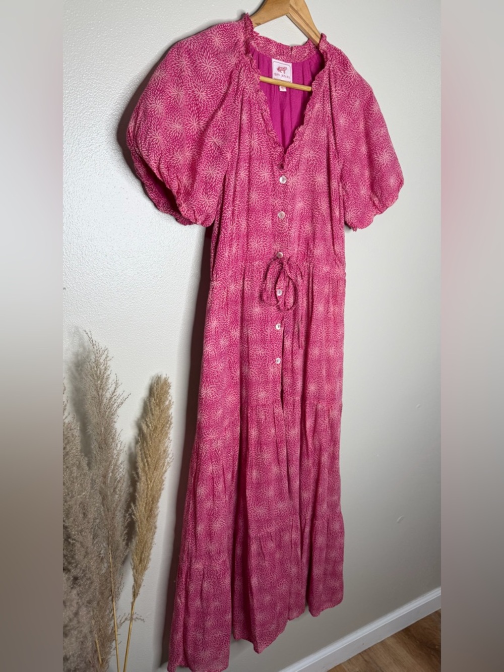 Banjanan Tuckernuck Poppy Midi Dress in‎ Petal Power Fuscia - Picture 10 of 14